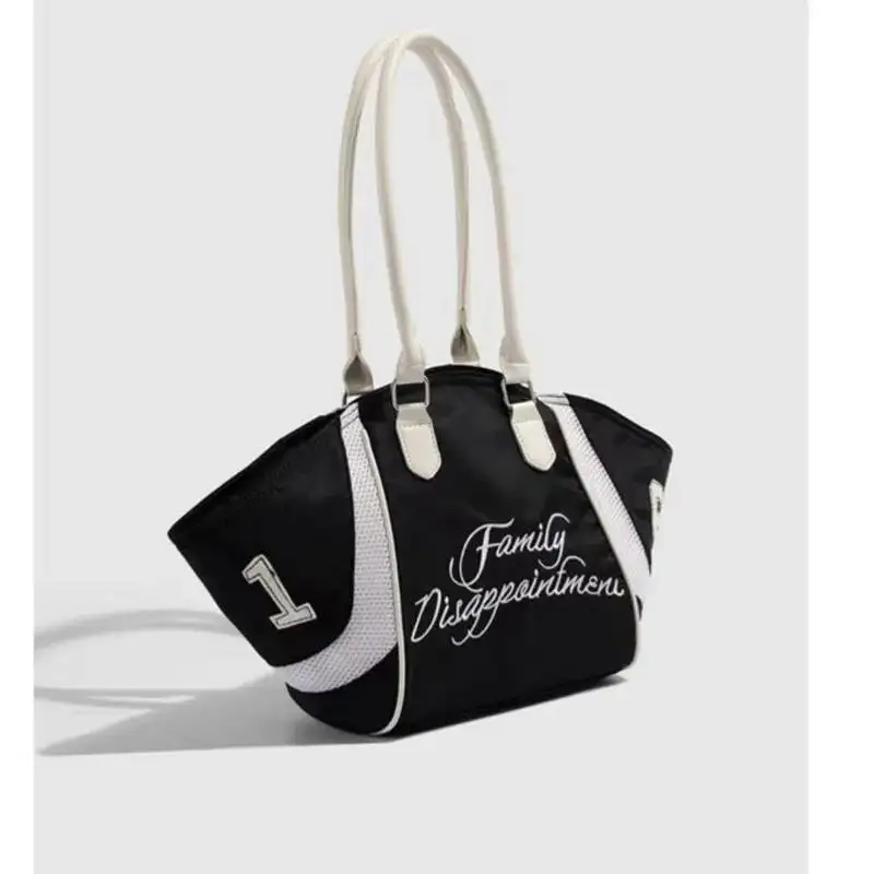 Bloom Sports Nylon Black Tote Wallets Women Versatile Letter Casual Y2k Handbag Ladies Large Capacity Underarm Bag 2025