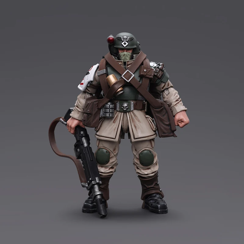 JOYTOY Warhammer 40K Astra Militarum Cadian Command Squad Veteran with Medi-pack 1:18 Action Figure,Collection Model Gift