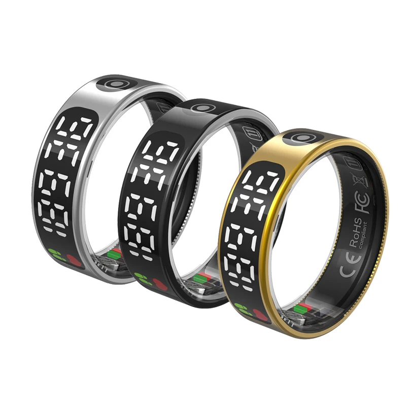 

SR08 Smart Ring with Touch Display Screen for Men Bluetooth Connection IP68 Waterproof Heart Rate Sleep Blood Oxygen Measurement