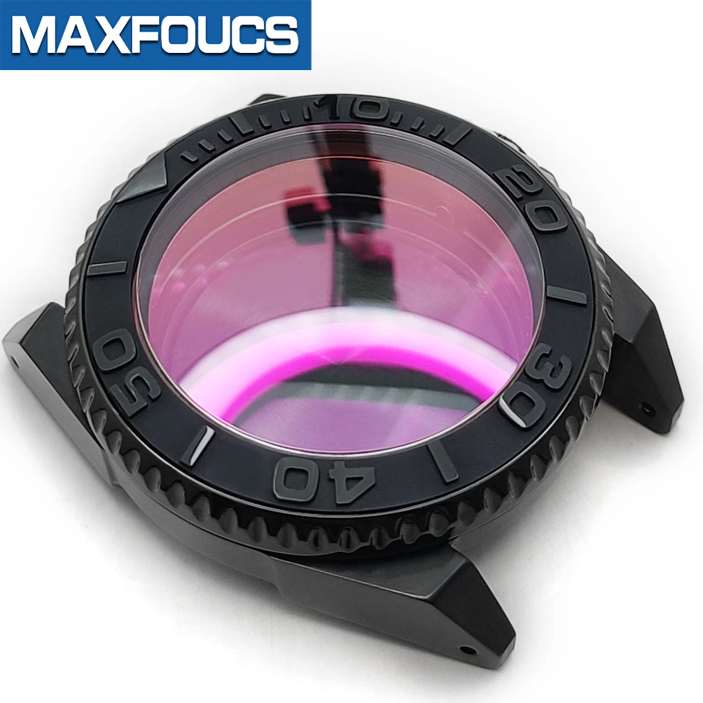 Samurai glänzendes schwarzes Edelstahl-Uhrengehäuse SKX MOD NH35 NH34 mit 3'O-Uhrkrone, Saphirglas, individuelles Zubehör – Detail 15