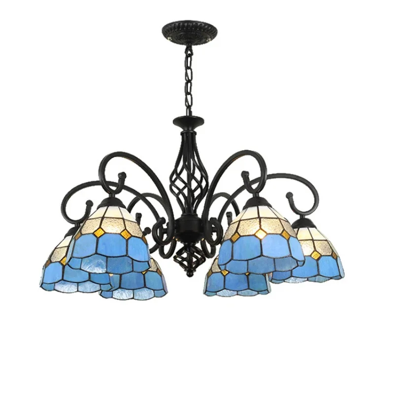 Luxurious Tiffany Style Chandeliers Nordic Modern Villa Design Decoration Living Room Homestay Pendant Lamp LED Stained Glass