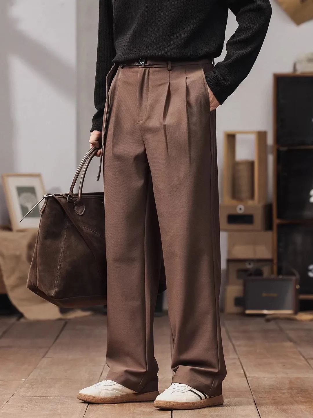 

Мужские повседневные брюки прямого кроя больших размеров, весна-осень, новые, свободные, широкие, немнущиеся, модные, универсальные, для работы