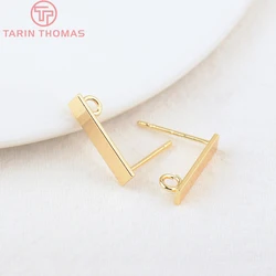 (2691)10PCS 15x3MM Hole 2MM 24K Gold Color Brass Rectangle Stud Earrings High Quality Diy Jewelry Findings Accessories