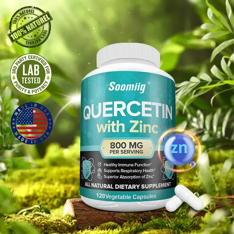 Quercetin Zinc Capsules - 800 mg Supports Immune and Respiratory Health, Unisex, Vegetarian, Dietary Supplement