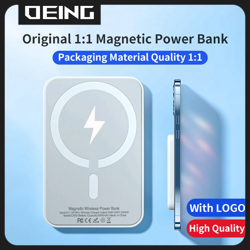 

Magnetic Powerbank Wireless Fast Charger For iPhone Type-C Portable External Auxiliary Battery Pack For Apple Magsafe Power Bank