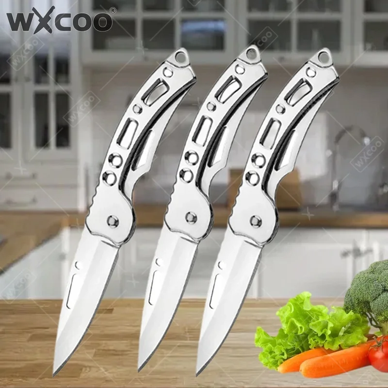 WXCOO Stainless Steel Multifunctional Folding Knife Household Kitchen Fruit Paring with Folding Non-slip Handle Knife