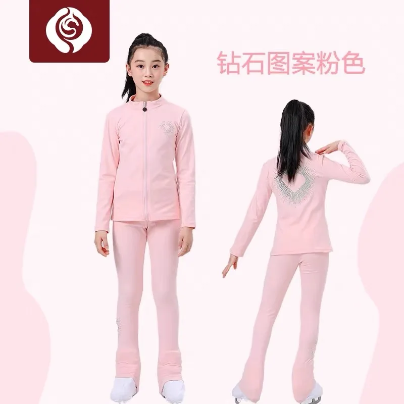 Figure skating training suit with plush suit, skating jacket, skating pants, skating pants, children, teenagers, adults