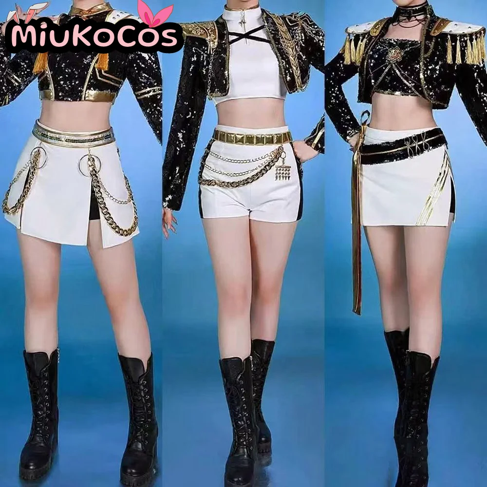 

MiuKoCosplay Mira Zoey Rumi Black Glitter Stage Outfit Cosplay Costume Anime KPop Demon Hunters Cosplay