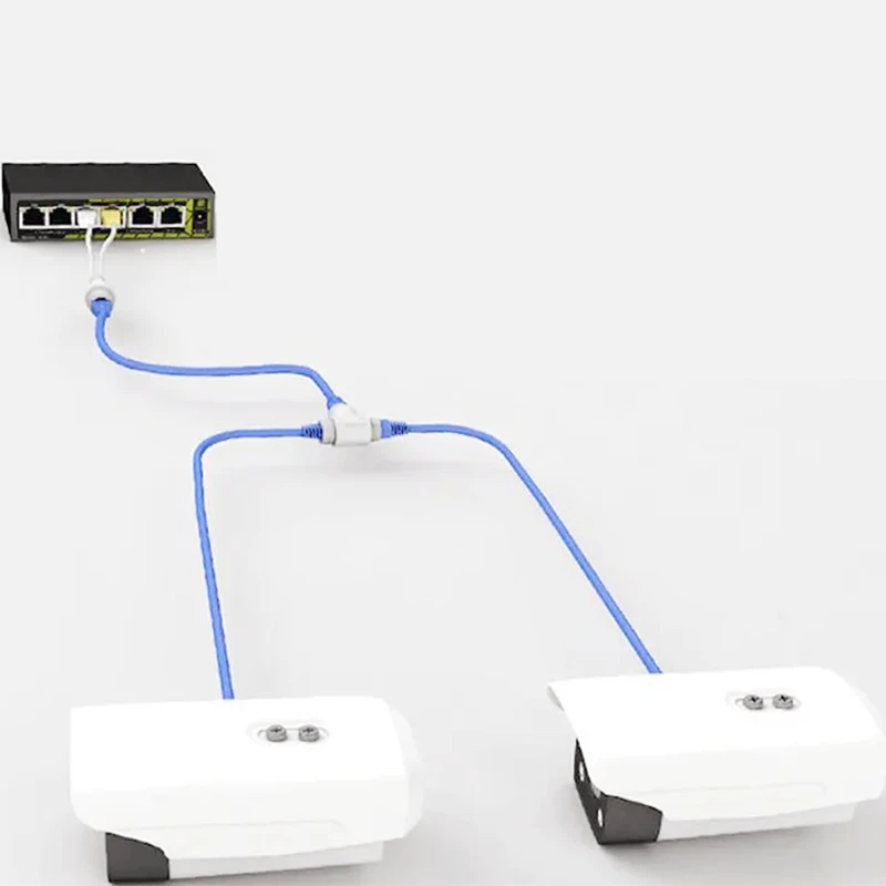 POE Splitter 2-in-1 Network Cabling Connector Three-way RJ45 Connector For IP POE Camera CCTV Accessories