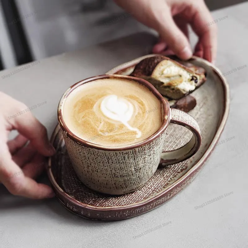 For Coffee Cup and Saucer Set, Restaurant Latte Matcha Latte 300ml Coffee Cup