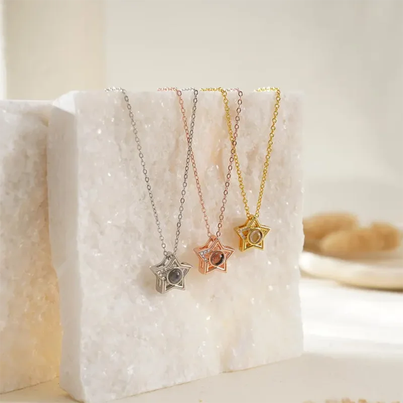 DHQH 2025 New Customized Photo Star Projection Necklace Personalized Picture Star Projection Pendant Jewelry Mother's Day Gift