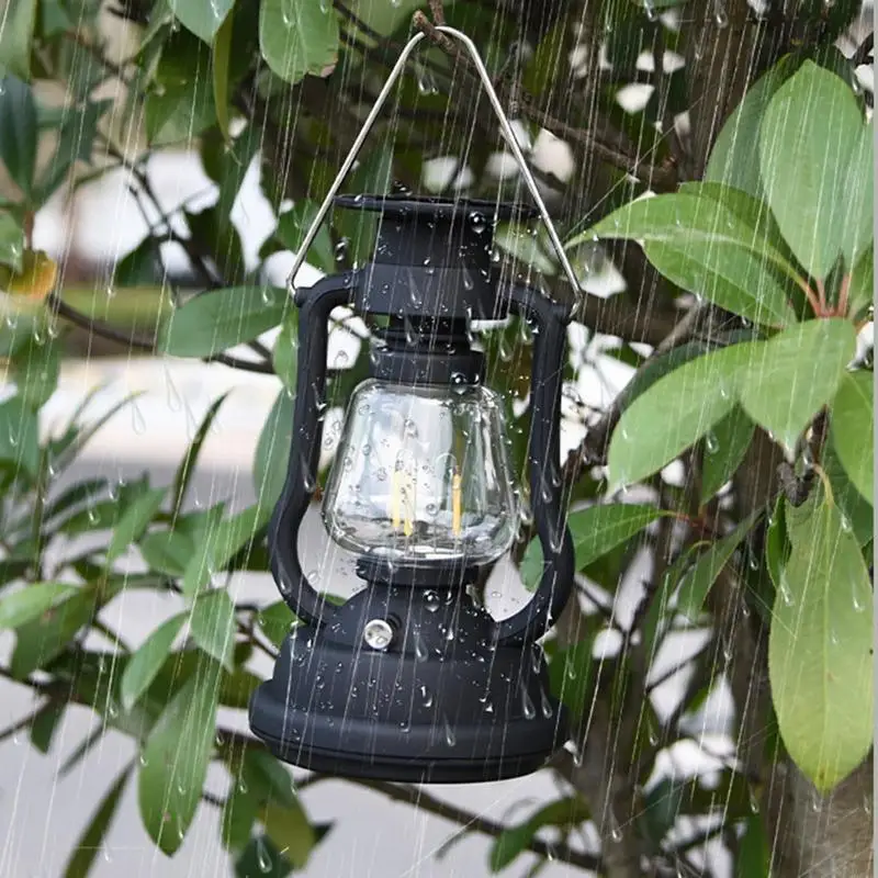 Linterna Retro para acampar, lámpara de queroseno con manivela, linterna portátil de mano con carga Solar, luz colgante impermeable para tienda de campaña al aire libre