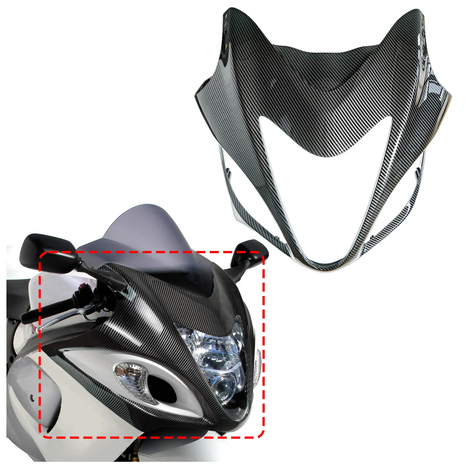 Carbon Fiber Pattern Front Nose Headlight Fairing Cover Cowl for suzuki hayabusa gsx-1300r gsx1300r 2008-2020