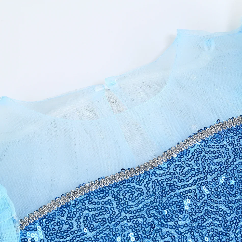 Kinder Mädchen Eis-Schnee-Prinzessin Kostümkleid mit Pailletten, Umhang und komplettem Zubehör für Halloween, Geburtstag, Cosplay, Themenparty-Outfit – Detail 7