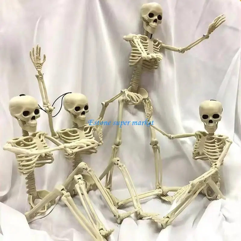 090B 40cm Skeleton Action Figure Human Skull Hanging Decoration Halloween Scary Props