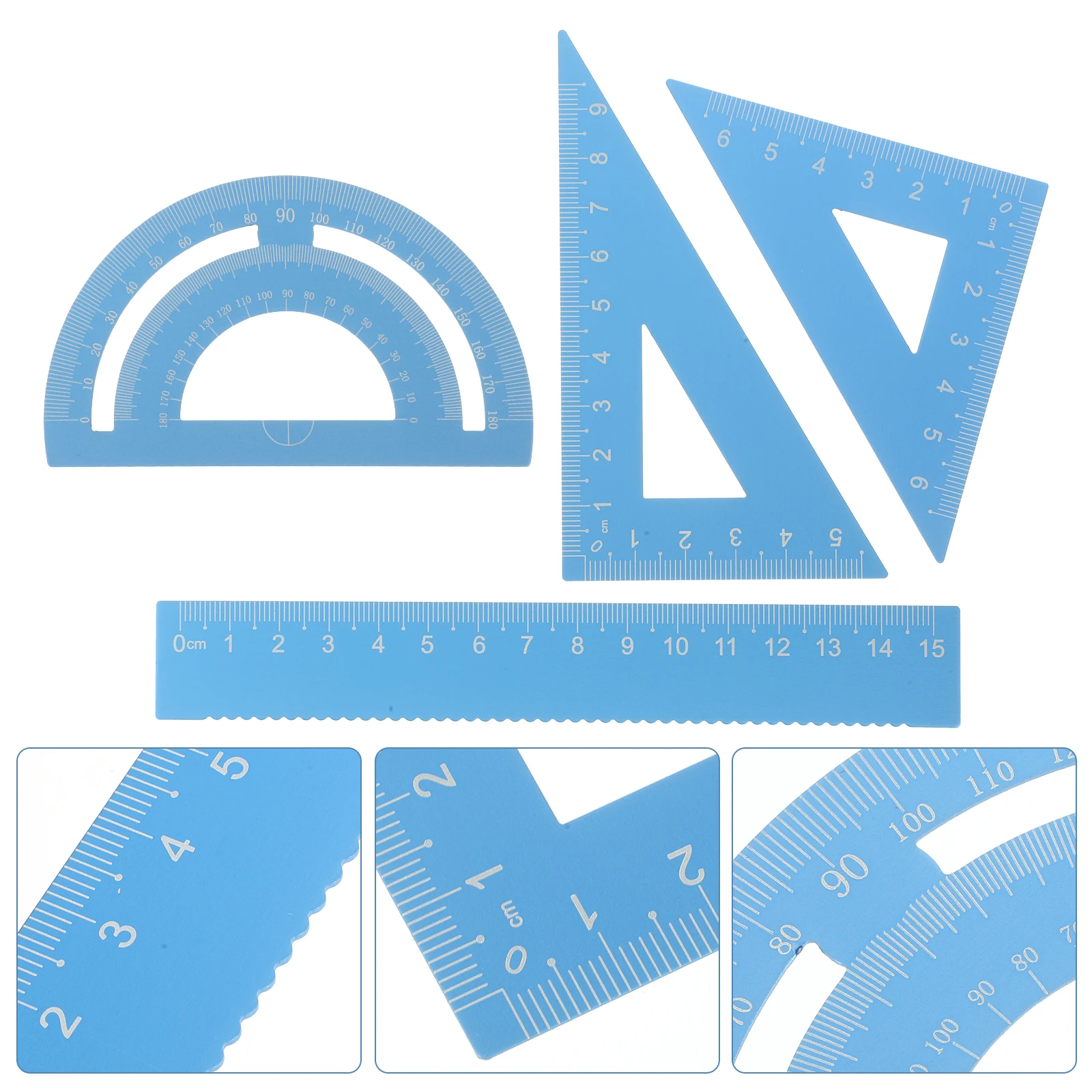 1 set Mathematical Protractor Set Metal Measuring Tools Fine Craftsmanship Anti Skid Ruler Head Design Drawing Triangle