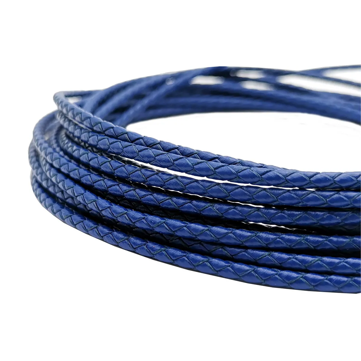 Royal Blue 3mm Braided Leather Bolo Cords Jewelry Making for Bracelet Necklace Folded Strap