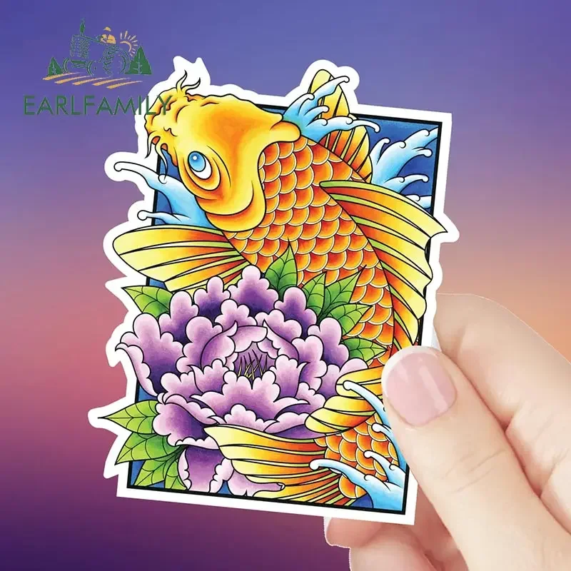 

EARLFAMILY 13cm x 10.1cm for Traditional Japanese koi Tattoo Car Stickers Funny Personality Retro Waterproof Decal Accessories