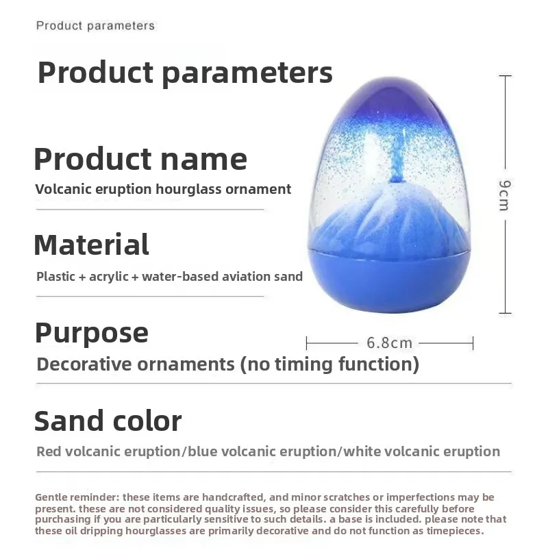Creative Liquid Volcano Eruption Desktop Ornament Home Decoration Art Craft Oil Leak Hourglass Sand Timer