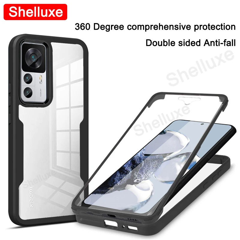 Mi12T 360 Full Body Front+Back Clear Case Shelluxe For Xiaomi Mi 12 12X 12T Pro For Xiomi Mi12 Lite Silicone Double Sided Cover