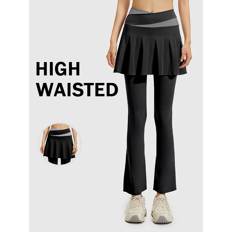 New Color Blocked Trumpet Covered Skirt Sports Pants Designed For High-temperature Yoga Pilates Comfortable And Breathable