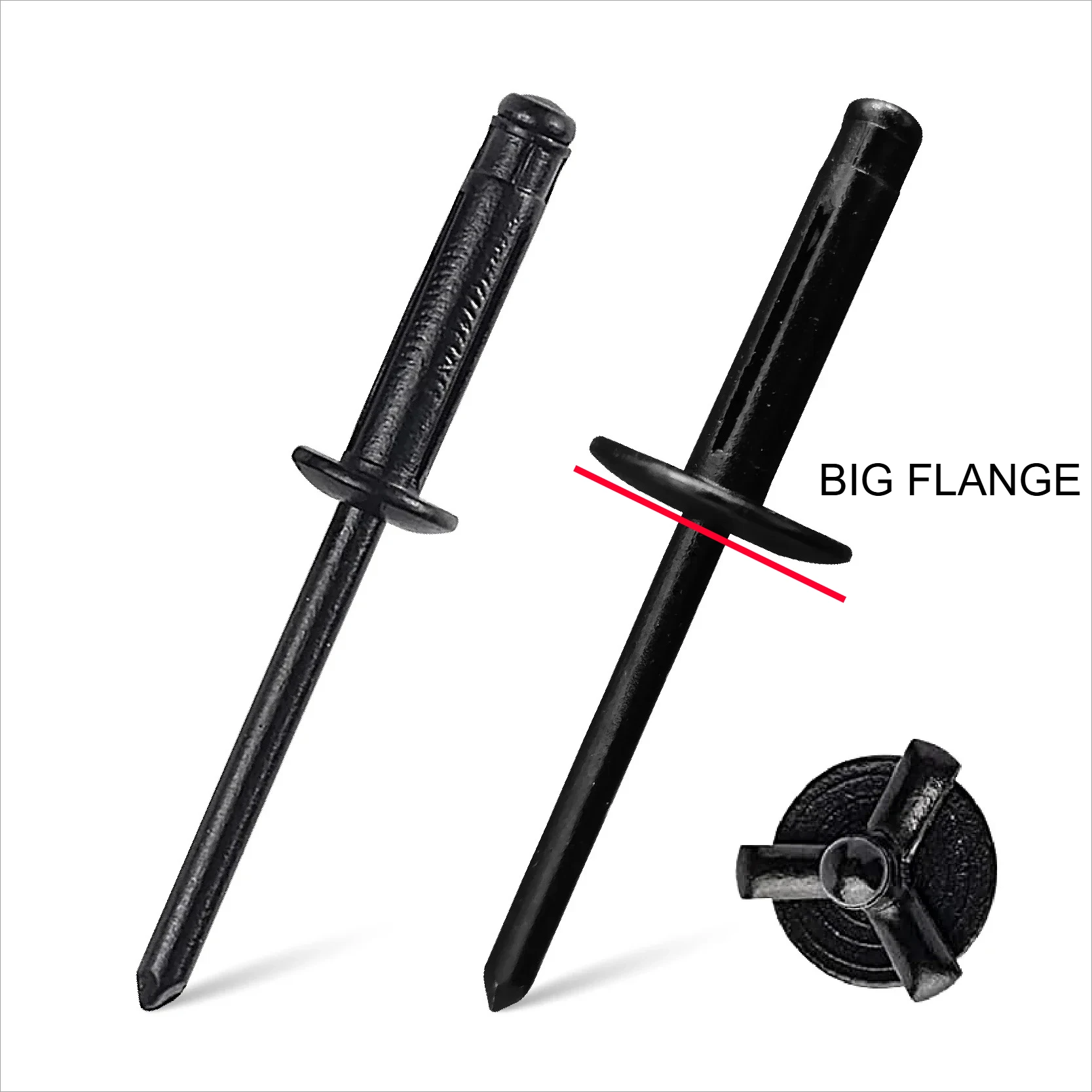 50Pcs Black Painted Aluminum Tri-Fold Exploding Pop Rivets Large Flange Blub Blind Rivet Car Interior Air Conditioner Fastener