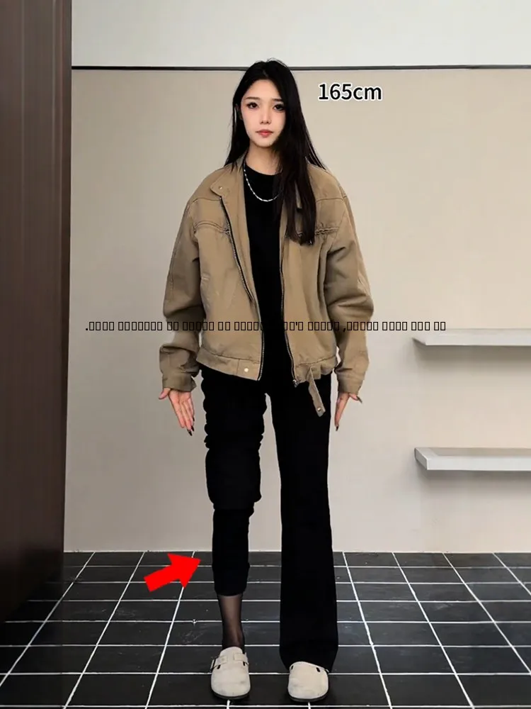 

GSS Laboratory Fleece Lined Thickened Straight Leg Jeans Men's Winter Warm Elastic Slimming Long Leg Lengthening Bootcut Jeans