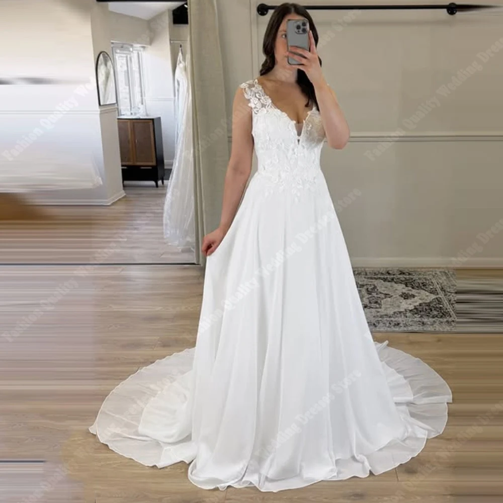 

Sweetheart Collar Women Weddings Dresses Sexy V-Neck Sleeveless Bridal Gowns Princess Banquet Vestidos De Novia 2025 Customized