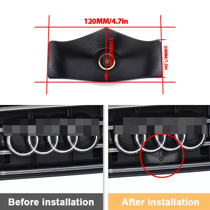 Golden Camera 170deg Fisheye AHD car front view logo camera For Audi A6L 2018 2019 2020 front grille camera CVBS Accessories