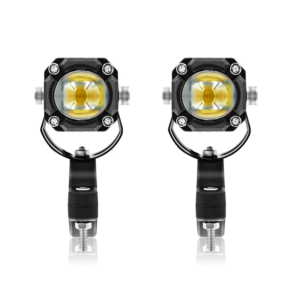 2Pcs Motorcycle Spotlight Headlight LED Lens Hi/Low Beam Driving Spot Fog Lights Auxiliary light For Motorbike Off-Road
