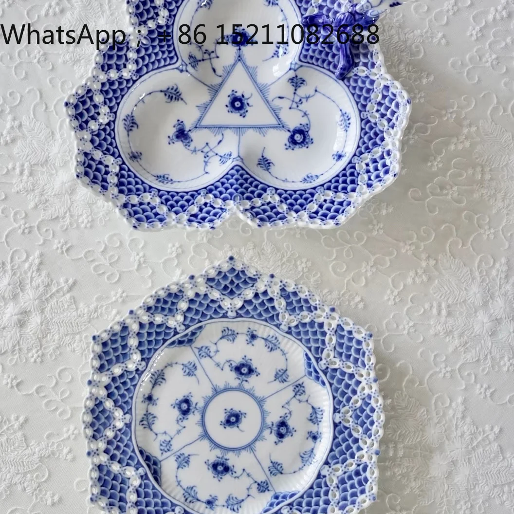 SCY Royal Copenhagen Full Lace Hand Painted Ceramic Tableware Meal Plates Bowls Teacups Saucers