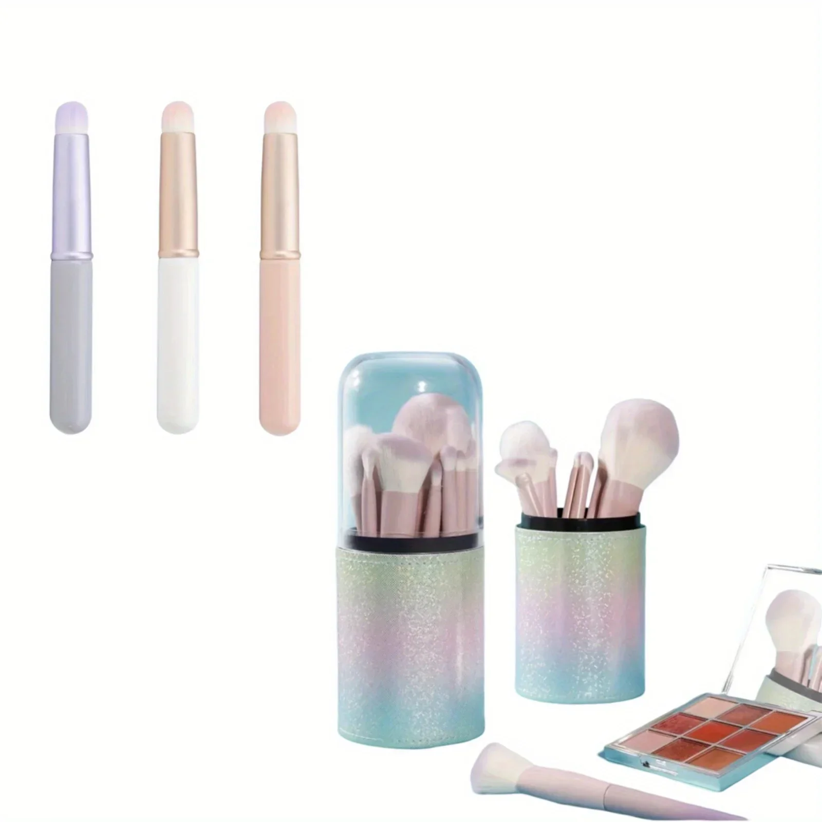 3 pinceaux à lèvres ronds blancs, violets et roses, pinceaux mixtes pour rouge à lèvres et brillant à lèvres avec capuchons + 10 pièces Stardust violet ma