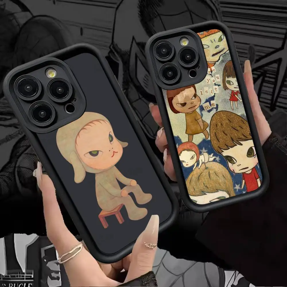 Japan Yoshimoto Nara Cartoon Mädchen Silikon Handyhülle für iPhone 17 Pro Max 16 15 14 13 12 11 Plus 17 Air