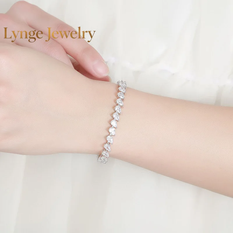 

Lynge Jewelry Luxury Solid Platinum PT950 Women's Water 0.5 karat Pear-shaped Moissanite Diamond Bracelet Instagram Popular Styl