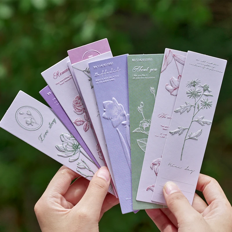 20pcs Nature Story Bookmark Set Embossed Flower Paper Memo Page Marker for Books Unique Reading Gift A7597