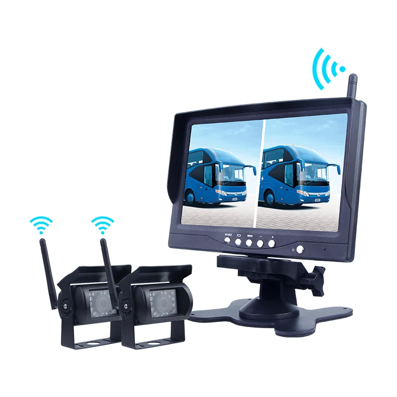 Wireless Truck Rear View Reversing System With 7 Inch Monitor Waterproof Night Vision Reverse Camera For Long Vehicle Car Bus