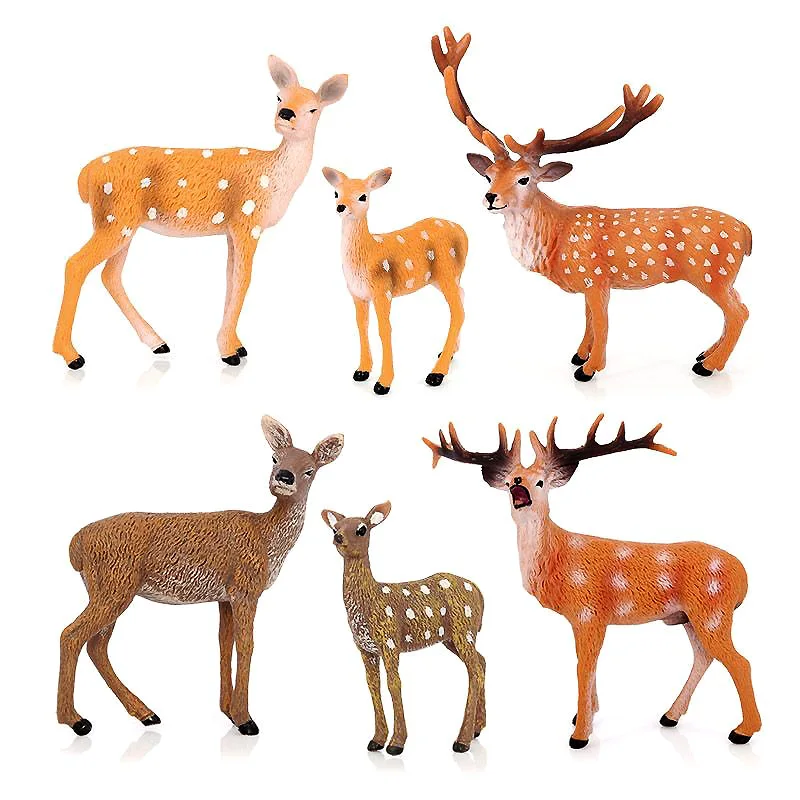 Simulatie Bosdiermodellen Sika Herten Fawn Actiefiguren Auto-interieur Desktop Miniatuur Ornament Accessoires Cognitief speelgoed