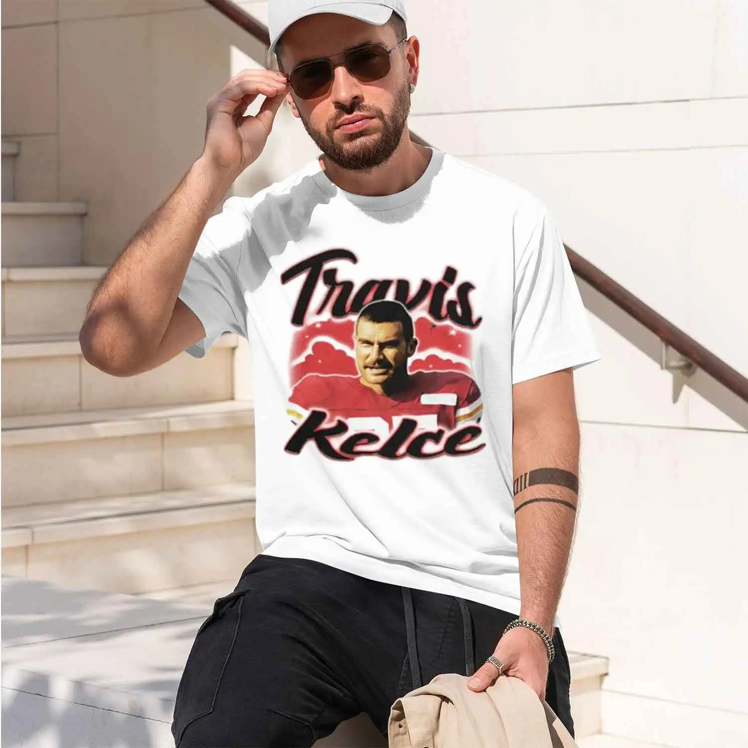 Travis Kelce Vintage Ai T-Shirt 2026 New Model Short-sleeve crewneck T-Shirt Classic Casual Multiple Colors and Sizes for Daily