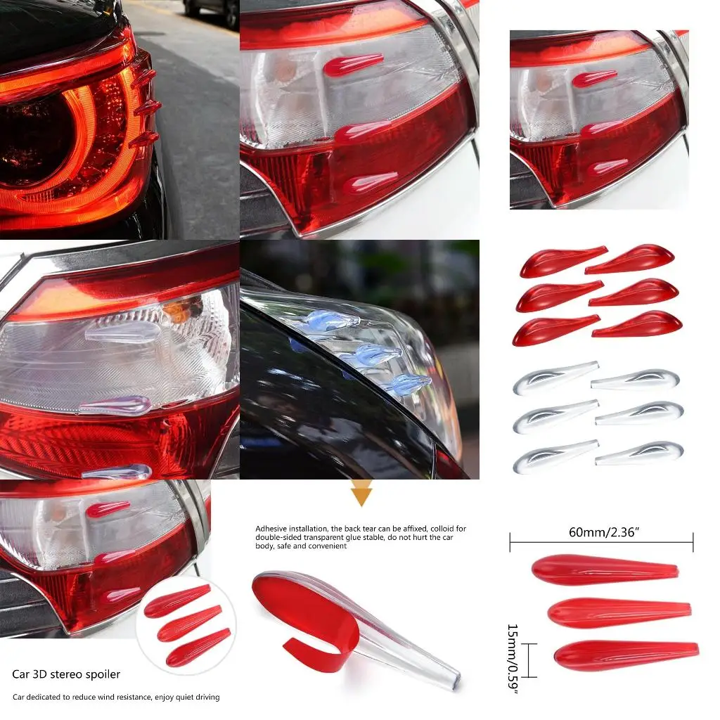 6Pcs Universal Car Front Bumper Lip Splitter Exterior Acrylic Fins Spoiler Stickers for Car Body Auto Anti-Collision