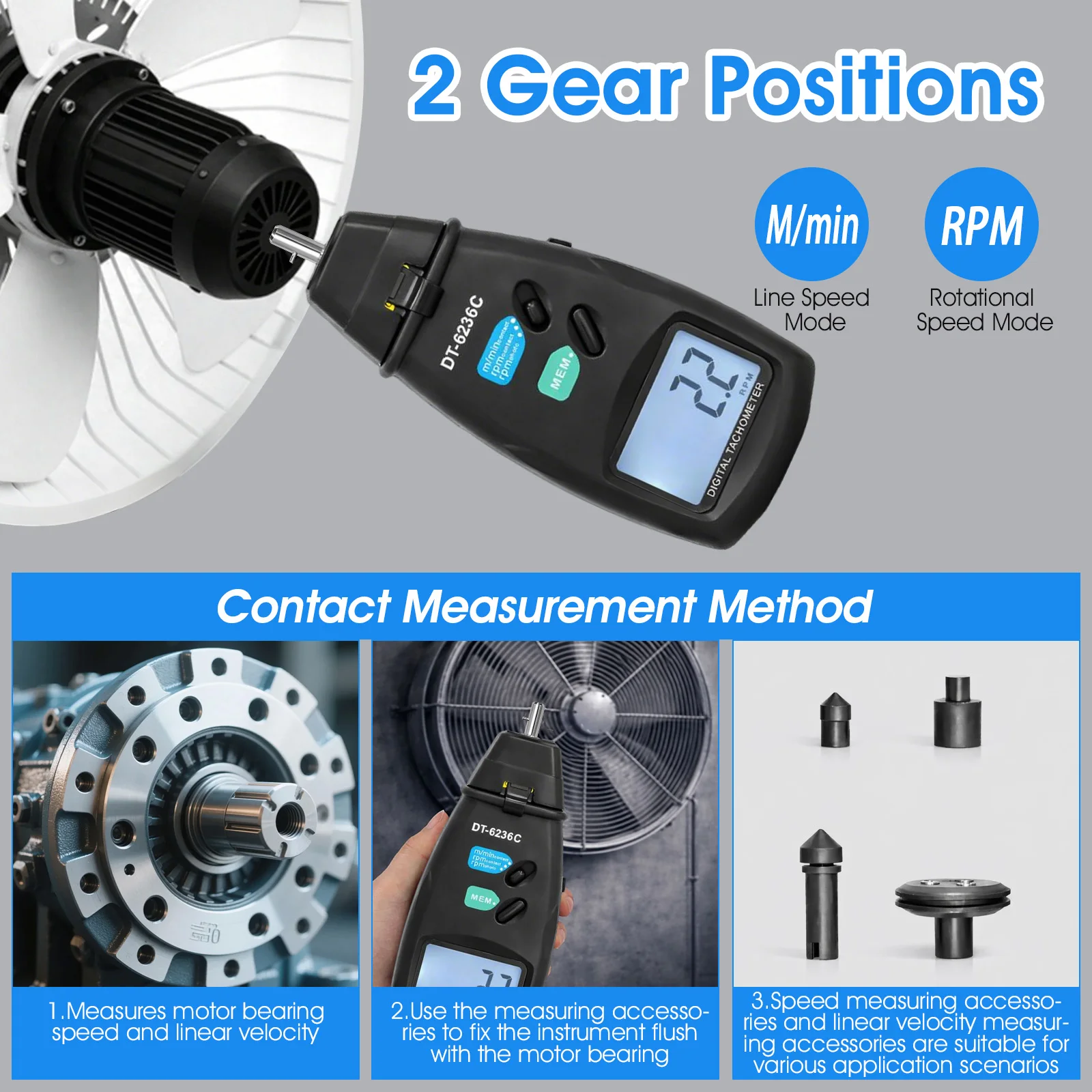 HoldPeak Contact & Laser Tacho - đánh giá và giá Industrial Laser Tachometer