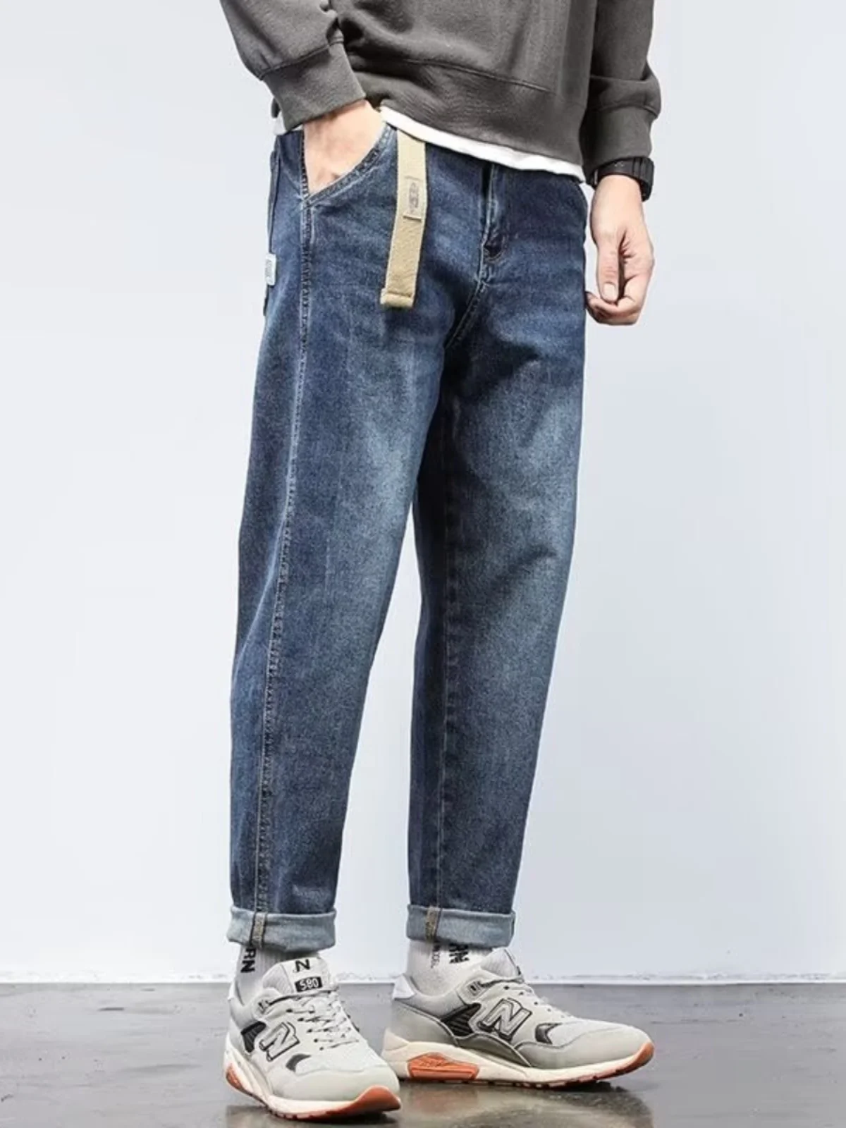 

Men's Straight Leg Casual Jeans Spring Autumn Sle 2025 Workwear Trousers Faionable Urban Youth Long Pants Durable