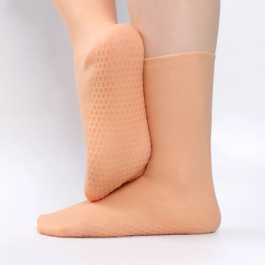 

1 Pair Cushioned Moisture Socks For Cracked Dry Feet Silicone Gel Foot Masks Reusable Soft Comfortable Hydrating Socks For Women
