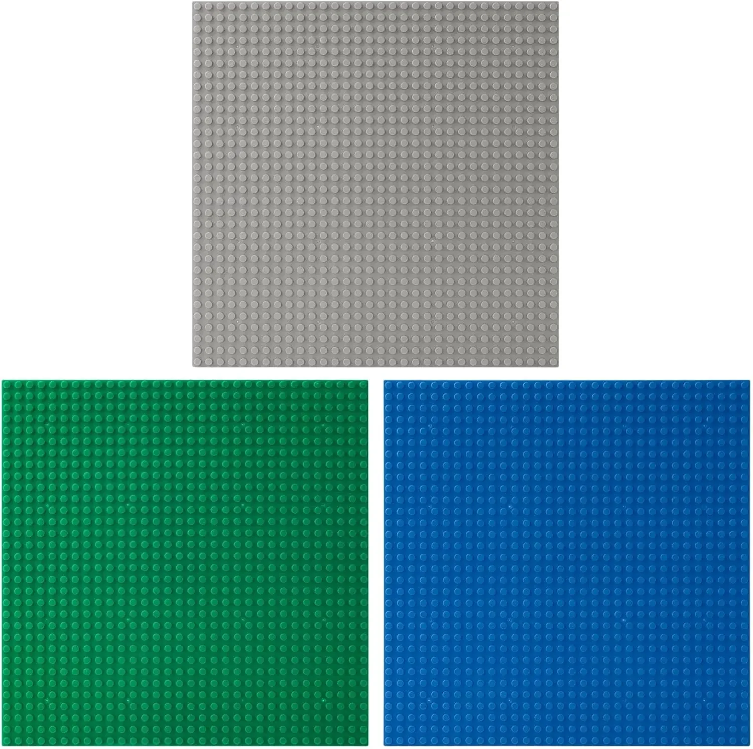 

3 упаковки классических пластиковых опорных плит, плинтус из строительного кирпича размером 10 x 10 дюймов синего, зеленого, серого цвета, совместим со всеми основными брендами и