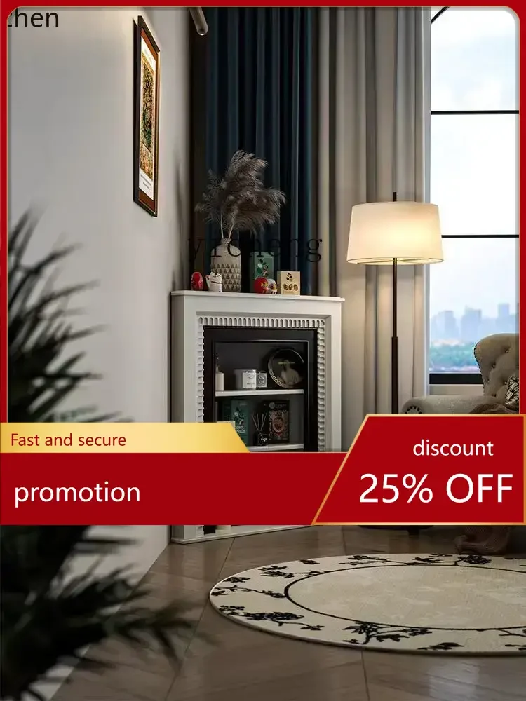 

HXL Cream Style Solid Wood Corner Fireplace Decorative Cabinet Triangle Entryway Side Cabinet