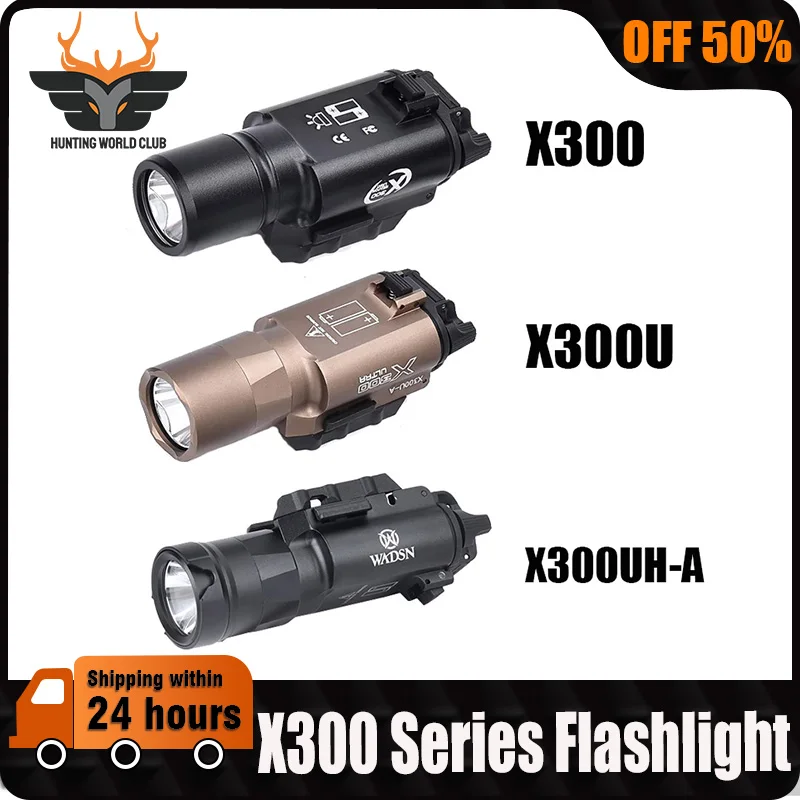 WADSN X300 Series X300U X300 X300UH-A Hanging Pistol Light Gun Strobe LED White Light Fit 20mm Rail Airsoft Hunting Flashlight