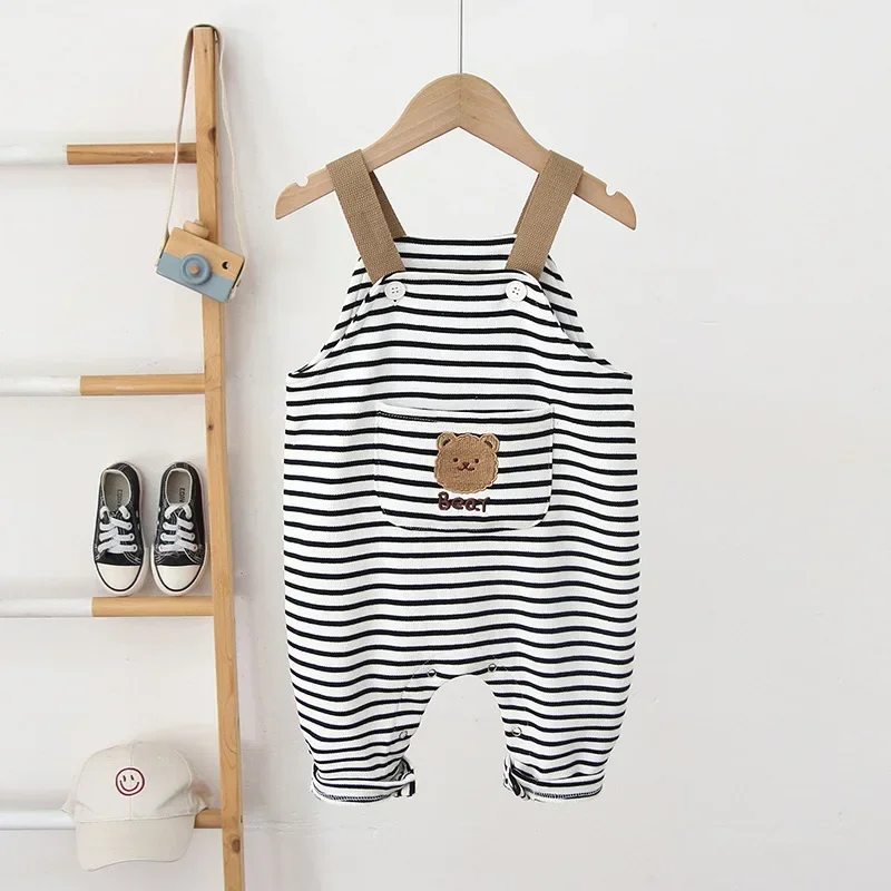 

HoneyCherry New Autumn Baby Overall Cartoon Bear Toddler Girls Trousers Cute Stripe Infant Boys Straps Rompers