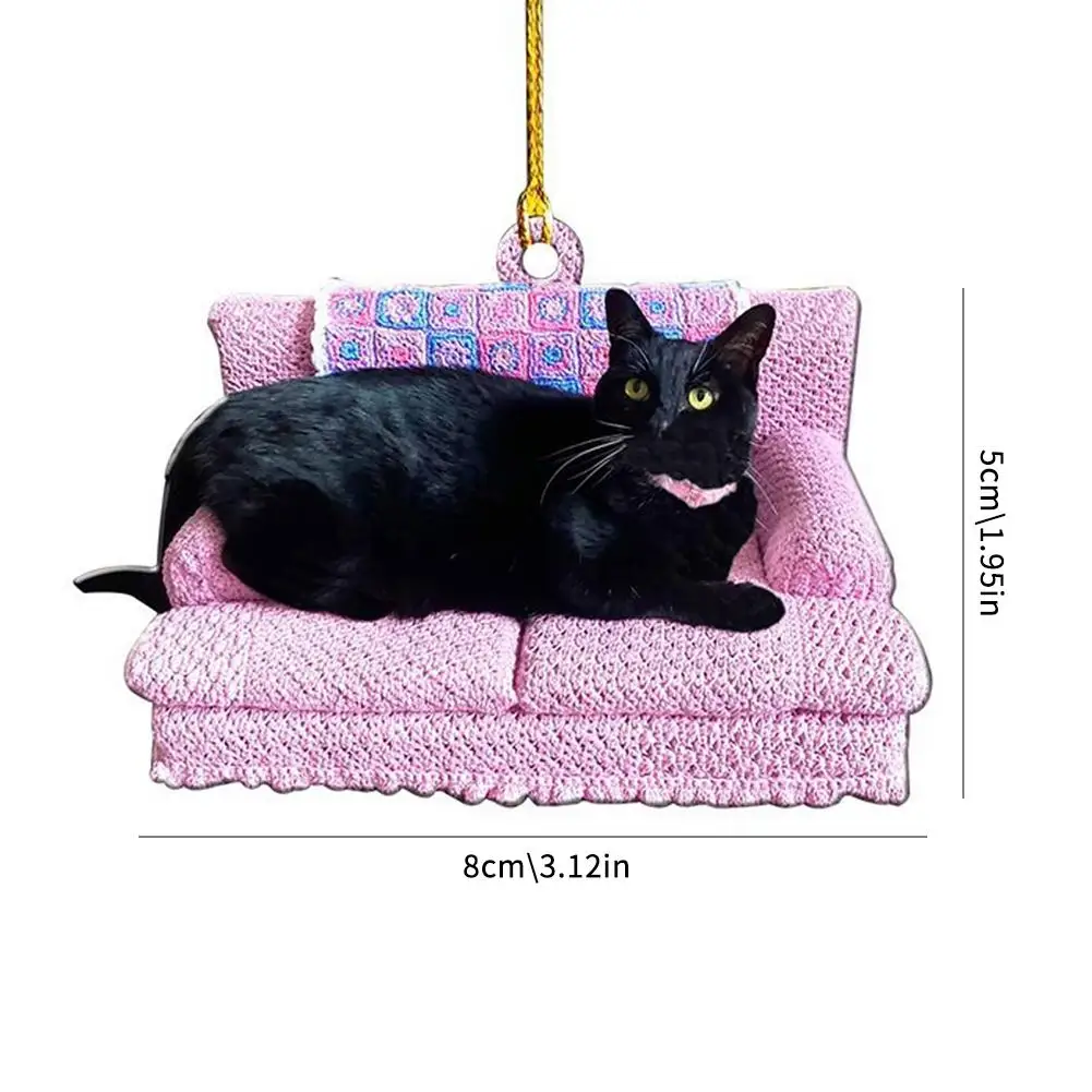 الاكريليك زينة عيد الميلاد أريكة القط شخصية المنزل معلقة قلادة شجرة عيد الميلاد الحلي