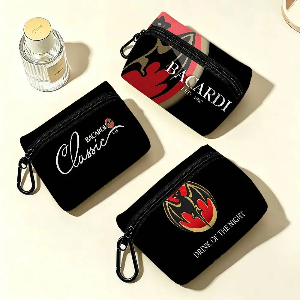 Bacardis Beer Oxford Fabric Mini Coin Wallet Smooth Zipper Hanging Design Multi-use Small Storage Bag For Travel