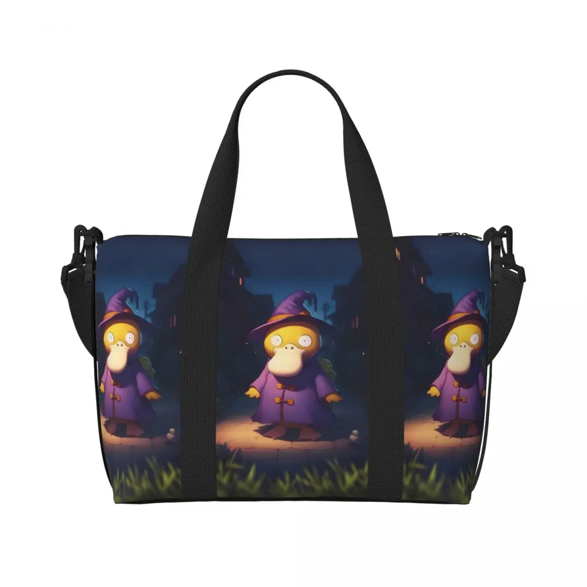 

Custom P-Psyducks Beach Tote Bag for Women Extra Large Gym Carry On Duck Anime Travel Shopping Bags