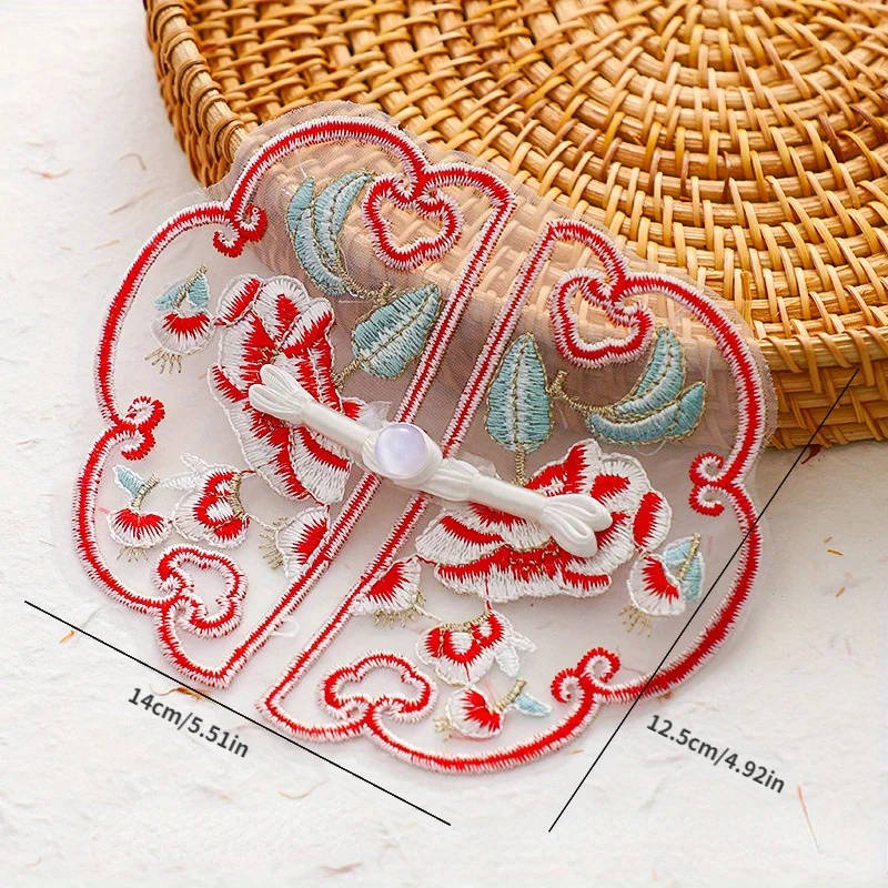 2PCS Embroidered Buckle Tassel Flower Art Ancient Style Handmade DIY Embroidery Piece Flowing Pendant Qipao